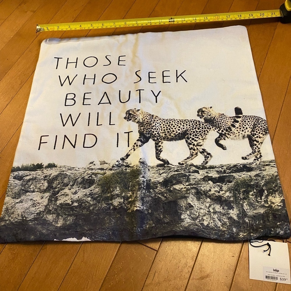 Indigo NWT Pillow Case Those Who Seek Beauty Will Find it  Leopard 100% Cotton